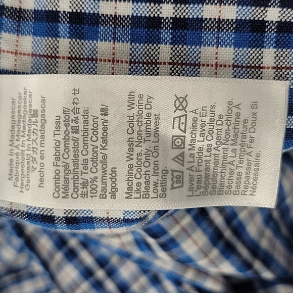 J Crew Factory Plaid flex oxford shirt Antique Navy Yatch Blue size L NWT BN680 - Picture 8 of 11
